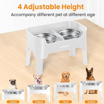 URPOWER Elevated Dog Bowls, 3-in-1 Double Deck Raised Dog Bowl Stand