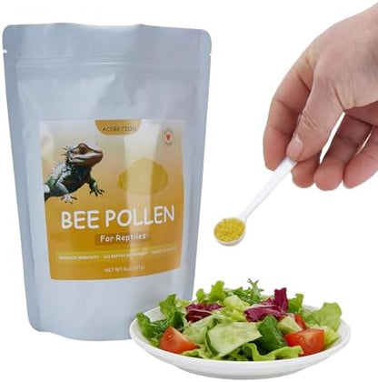 Accretion Bee Pollen for Bearded Dragons 8oz (Powder), Fine Ground Reptile Supplement for Bearded Dragons, Lizards, Turtles, Immune Support and Digestive Aid