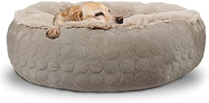 HACHIKITTY Dog Bed, Orthopedic, Round, X-Large, Taupe (30x24x16in), for Medium Large Dogs & Cats, Cooling Warming, Polyester, Hypoallergenic
