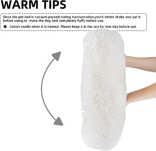Cat Beds for Indoor Cats - Cat Bed Washable 24 inches, Dog Beds for Small Medium Dogs, Anti Anxiety Round Fluffy Plush Faux Fur Pet Bed, Thick Bottom