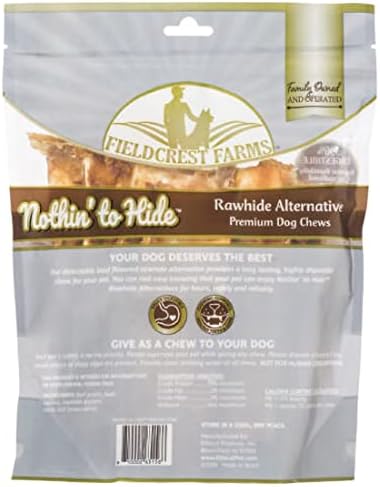 Fieldcrest Farms Nothin to Hide Flip Chips Dog Chews - Natural Rawhide Alternative Treats for Dogs, Collagen Based Snack for Moderate Chewers Up to 35lbs, Beef Flavor (Pack of 2)