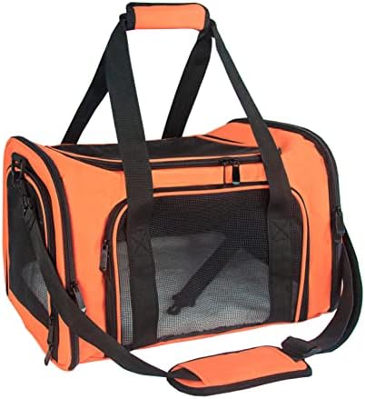 Soft Sided Carrier for Small Medium Cats Dogs,TSA Airline Approved Collapsible Travel Pet Carrier (Medium, Orange)