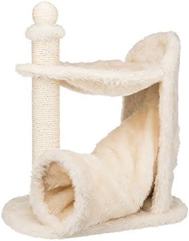 TRIXIE Baza Gandia Scratching Post – Cat Tower with Sisal Scratching Post, Cozy Condo & Padded Platform – Indoor Cat Furniture for Scratching & Climbing – Cream, 15.7" x 23.6" x 26.8"