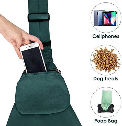 SlowTon Dog Carrier Sling - Thick Padded Shoulder Strap Adjustable, Green M