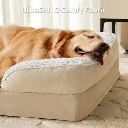 LEXTRO Orthopedic Dog Beds for Large Dogs, Comfy Washable Dog Couch Bed