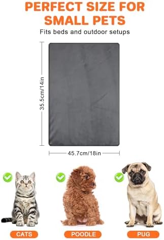 Roicaholy Pet Heating Pad - Waterproof Cat Heating Pad with Removable Cover for Outdoor Indoor Use, Continuous Heat, 15.7x11.8 in, 6ft Cord, 45W, Black