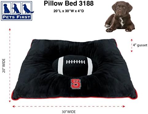 Pets First NCAA PET Bed- North Carolina State Wolfpack Soft & Cozy Plush Pillow Bed. - Sports Dog Bed. Cuddle, Warm Collegiate Mattress Bed for Cats & Dogs