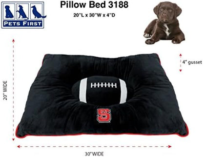 Pets First NCAA PET Bed- North Carolina State Wolfpack Soft & Cozy Plush Pillow Bed. - Sports Dog Bed. Cuddle, Warm Collegiate Mattress Bed for Cats & Dogs