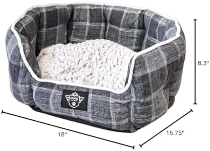 One for Pets Snuggle Pet Bed,Dog Bed, Cat Bed, Removable Washable Octagon Cuddle Bed,Anti Anxiety (Check Pattern, Small (18 Inch))