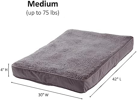 Happy Hounds Daisy Deluxe Supportive Sherpa Dog Bed, Medium (42 x 30 in.), Pewter