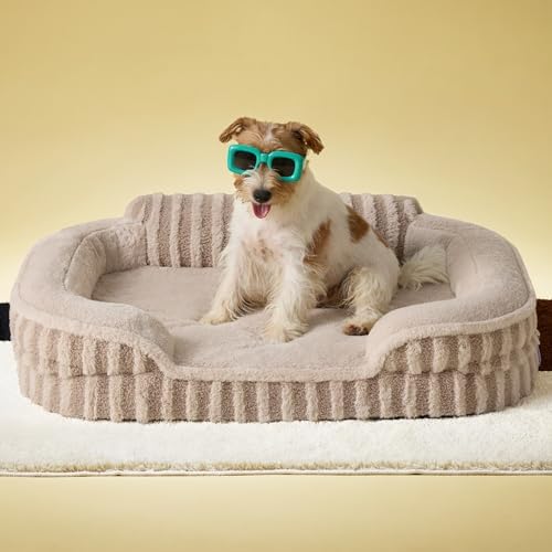 LE SURE Cute Cozy High Back Orthopedic Dog Beds Medium Size Dog,28" Hazel