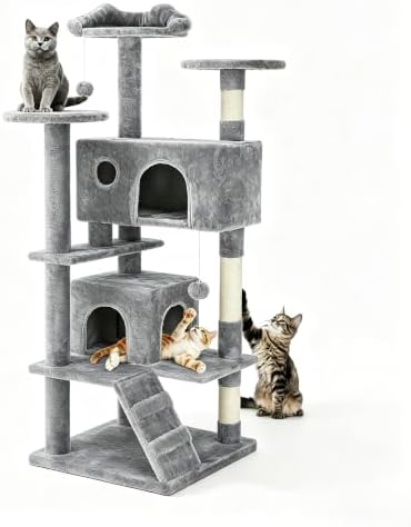 Sweetcrispy 54-inch Cat Tree Tower with Scratching Posts, Indoor Use