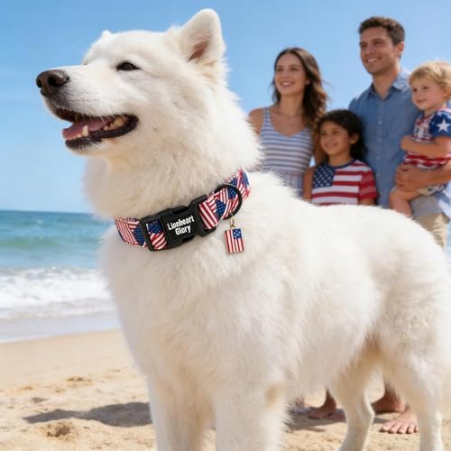 Lionheart glory American Flag Dog Collar - 4th of July Patriotic Independence Day Dog Collar Soft Adjustable for X-Small Dogs Pet Summer Collars Cute Collars