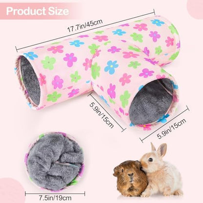 Glittme Washable Guinea Pig Tunnel, 17.7" Soft Plush Hideout for Small Pets