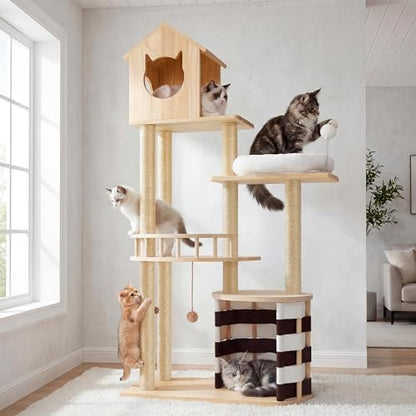 YITAHOME 63" Stable Pine Wood Cat Tree