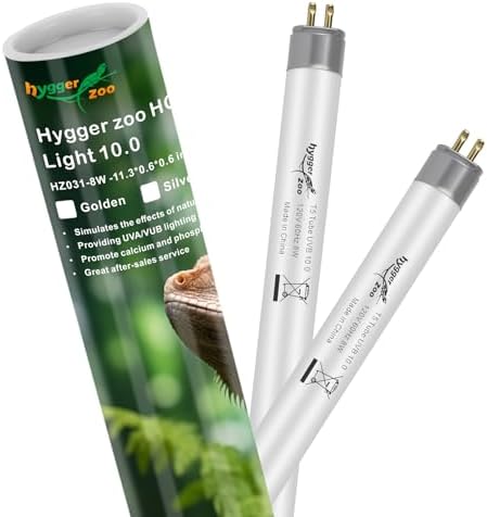 2-Pack UVB Reptile Light 10.0 Bulb 8W T5 Fluorescent Desert Lamp UVA for Bearded Dragon Tortoise Reptile & Amphibian
