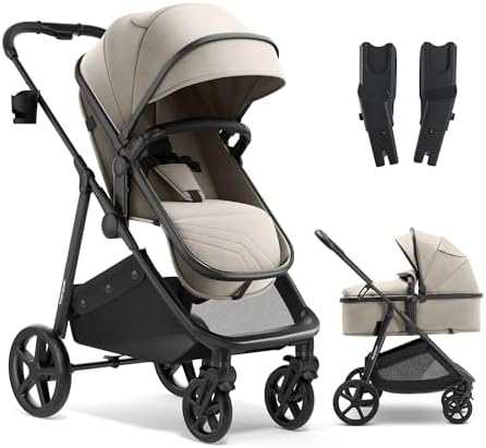 Mompush Wiz 2-in-1 Bassinet Stroller with Car Seat Adapter, Reversible Seat