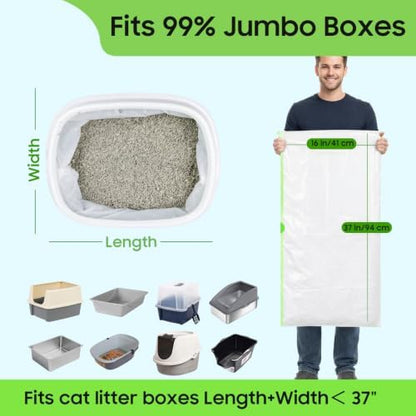 20 Pack Large Cat Litter Box Liners 37"x16", Heavy‑Duty Litter Bags