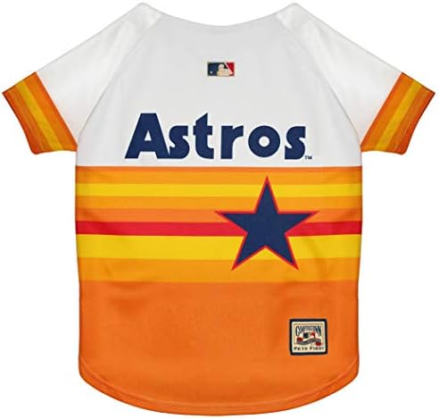 MLB Houston Astros Vintage Throwback Jersey for Dogs & Cats in Team Color. Comfortable Polycotton Material, Large