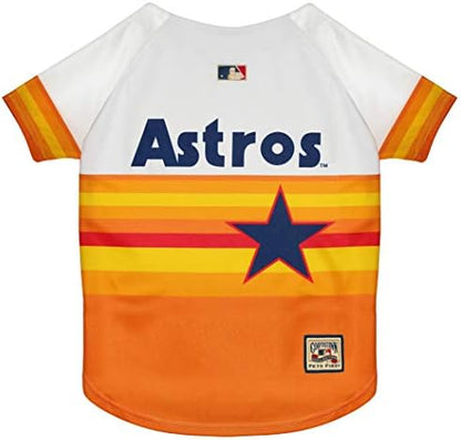 MLB Houston Astros Vintage Throwback Jersey for Dogs & Cats in Team Color. Comfortable Polycotton Material, Large
