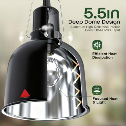 Dimmable Reptile Heat Lamp Fixture, Dome Reptile Light