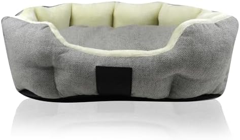 Pet Passion Mello-The Ultra Luxe Bolster Dog Bed with Removable Washable Pillow for All Pet Breeds, Ivory Tweed, Small