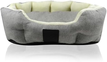 Pet Passion Mello-The Ultra Luxe Bolster Dog Bed with Removable Washable Pillow for All Pet Breeds, Ivory Tweed, Small