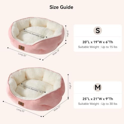 Asvin Medium Dog Bed for Medium Dogs, Cat Beds for Indoor Cats, Pet Bed for Puppy and Kitty, Extra Soft & Machine Washable with Anti-Slip & Water-Resistant Oxford Bottom, Pink, 25 inches