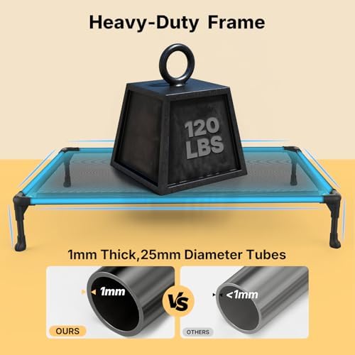 Veehoo Cooling Elevated Dog Bed, Portable Raised Pet Cot with Washable & Breathable Mesh, No-Slip Feet Durable Dog Cots Bed for Indoor & Outdoor Use, X Large, CWC1803-XL