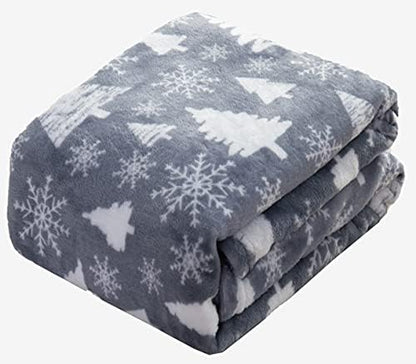 Valerian Luxury Velvet Super Soft Light Weight Blanket Prints Fleece Throw - All Year Round Home Decor, Fuzzy Warm and Cozy Throws, Couch and Gift, 50 x 60 inch, Gray Tree