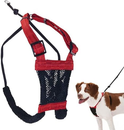 Sporn No Pull Dog Harness, Durable Nylon Mesh Harness for Medium Dogs, No Choke Design, Padded Restraint Sleeves, Adjustable Fit, Easy On/Off, Ideal for Medium Breeds, Red