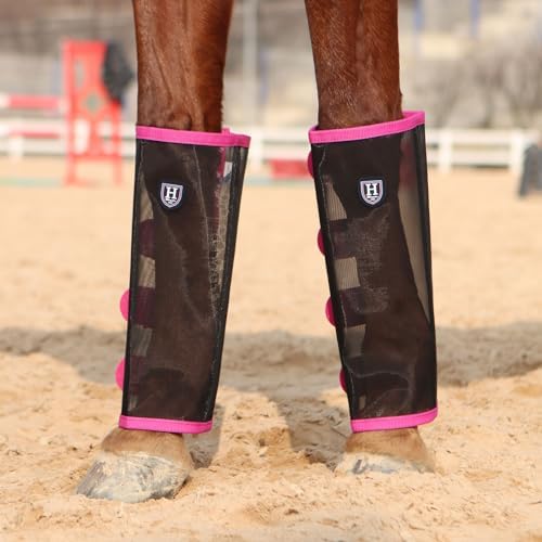 Harrison Howard Loose-Fitting Horse Fly Leggings Breathable, Tear-Resistant Fine Mesh Leg Guards Stay-on Comfortable Fly Boots (Set of 4)