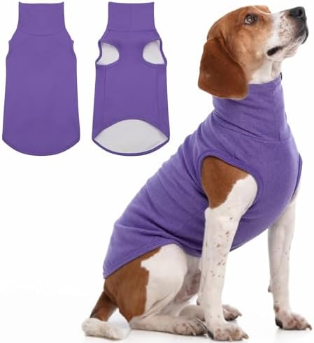 IECOii Dog Fleece Vest Sweater - Stretch Warm Pullover with Turtleneck