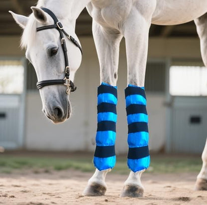 Horse Ice Boots 2-Pack - Reusable Gel Cold Therapy Pack for Swelling & Pain Relief, Cooling Wraps for Hock, Knee, Ankle, Hoof, Adjustable Fit for Horses, Ponies, Drafts, Durable, Leak-Resistant (Blue)