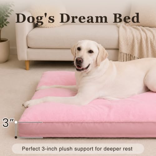 NUPIDA Waterproof Medium Dog Bed for Crate with Washable Cover, 29x18, Pink