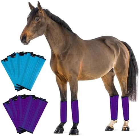 FOXLVDA Fly Boots for Horses Set of 8 - Breathable Mesh Equine Leg Wraps