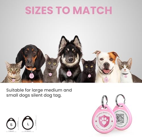 QR Code Cat Tags Personalized Small, Real-time Alerts, Pink