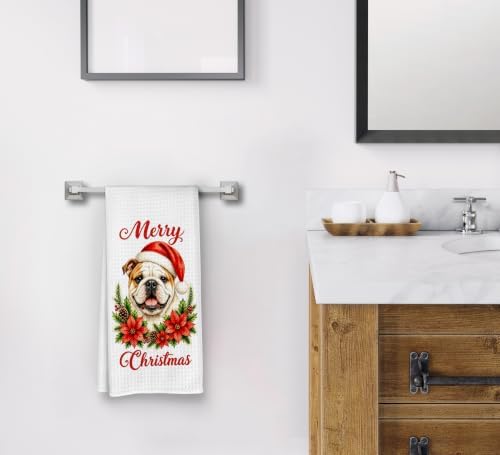 Christmas English Bulldog Kitchen Dish Towels Dishcloth 16x24 Inch