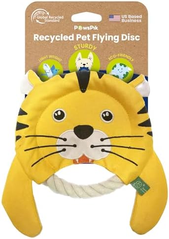 PAWSPIK 2-in-1 Flying Disc & Tug-of-War Dog Toy, Tough Tiger