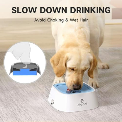 ELS PET No Spill Dog Cat Bowl 35oz 1L Anti Slip Travel Water Dispenser Blue