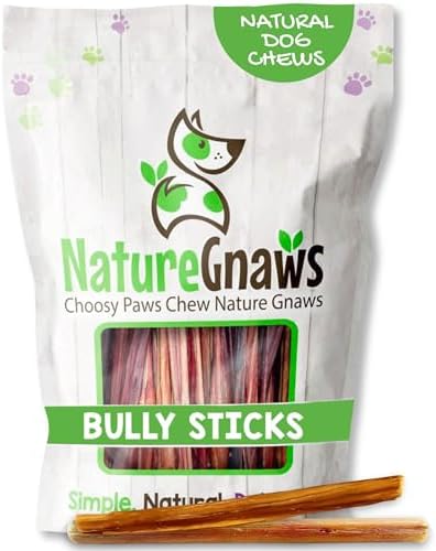 Nature Gnaws Large Bully Sticks 11-12" Rawhide Free Dog Chews, 10 Count