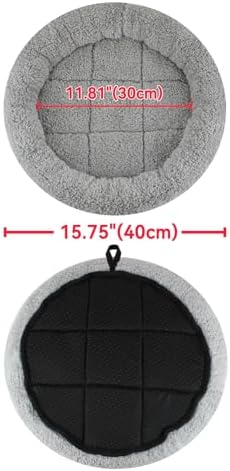 Cat Bed Mat for Indoor Cats, 15.75" Round Pad with Pillow Around, Self Warm Pet Bed for Cats Dogs Rabbit Curling Sleep/Nap, Antiskid Bottom, Washable, Medium