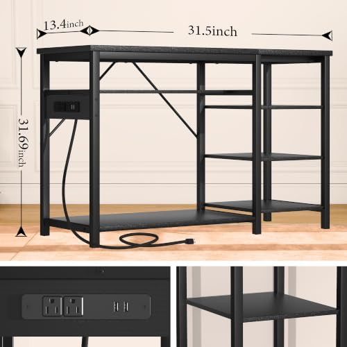 GRLEAF 20-40 Gallon Aquarium Stand with Power Outlet, Black Fish Tank Stand