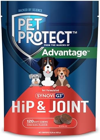 Pet Protect Hip & Joint Supplement for Dogs, Chicken Flavor 120ct