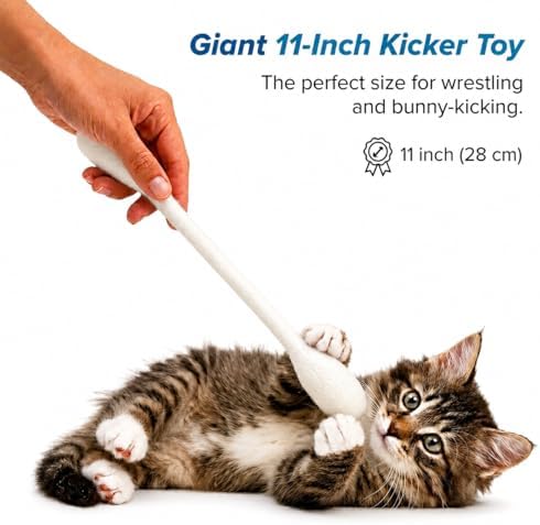 Glaciart One XXL Swabs Cat Toys with Catnip - 2 Pk | Durable for Chew, Cute Cat Toys Interactive Kitty for Boredom, Exercise, & Play | Filled w/Organic Catnip for Anxiety & as Digestive Aid