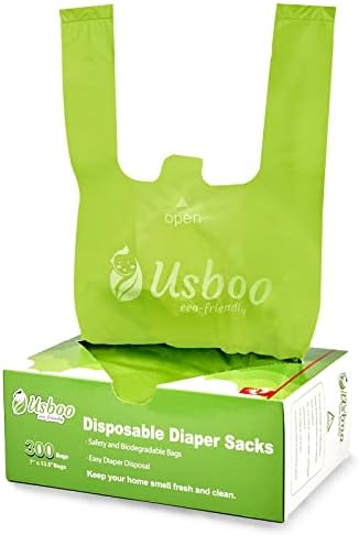 USBOO Disposable Diaper Bags, 300 Count, Green
