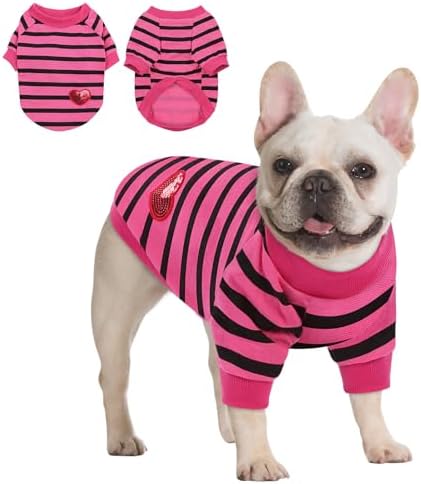 Queenmore Small Dog Shirt,Soft Breathable Dog Shirt for Dogs Cats Boy Girl,Pet Clothes for All Season,Breathable Lightweight Pet Tshirt for Frenchie, Dachshund, Yorkie