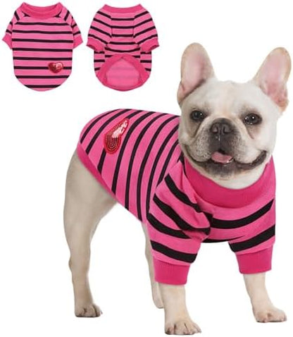 Queenmore Small Dog Shirt,Soft Breathable Dog Shirt for Dogs Cats Boy Girl,Pet Clothes for All Season,Breathable Lightweight Pet Tshirt for Frenchie, Dachshund, Yorkie