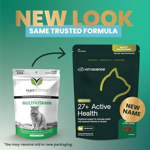 VetriScience 27+ Active Health Cat Multivitamin Chews, Fish Flavor, 30 Ct