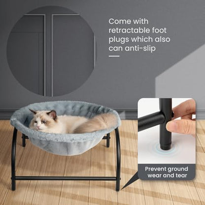 JUNSPOW Cat Bed Dog Bed Pet Sleep Hammock 16.9in x 16.9in x 9.5in, Grey+Fur